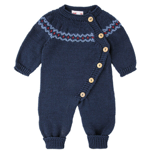 Tutina CONDOR misto merino con greca bicolor BLU