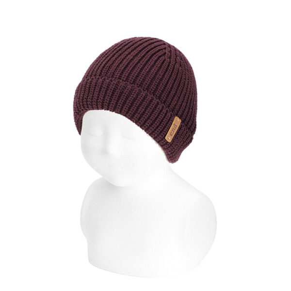 Berretto in punto perlato PRUGNA