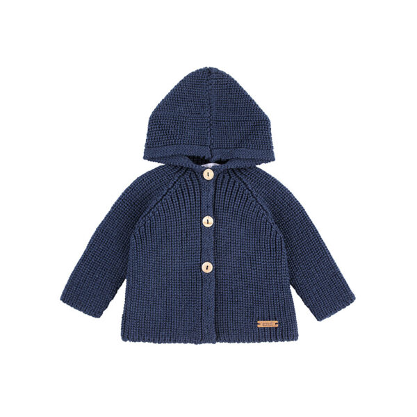 Cardigan in misto merino, cappuccio BLU NAVY