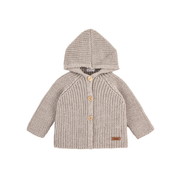 Cardigan in misto merino, cappuccio Torrone