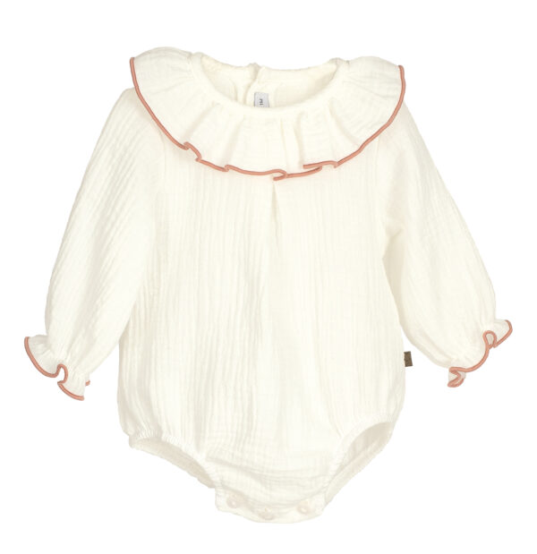 Pagliaccetto mussola bianco/rosa Calamaro Baby